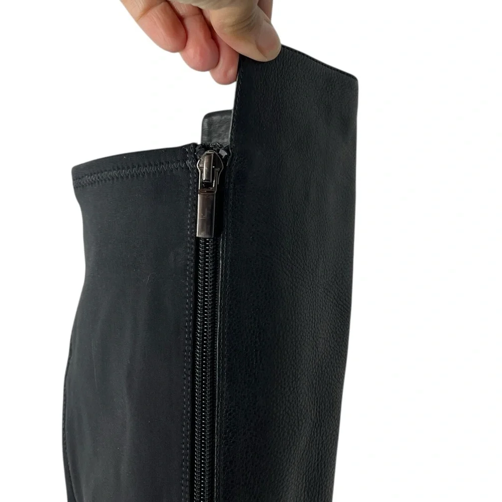 KENNETH COLE Black Leather Over the Knee-High Boots Sz 37.5
